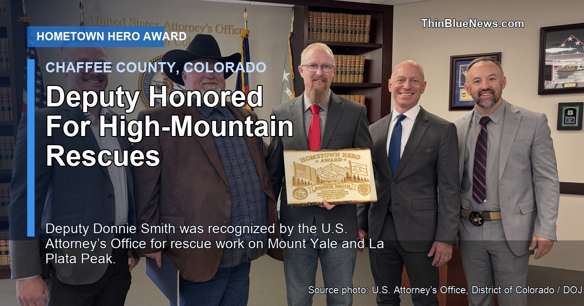 Chaffee County Deputy Honored for Mountain Rescues and Hometown Hero Service