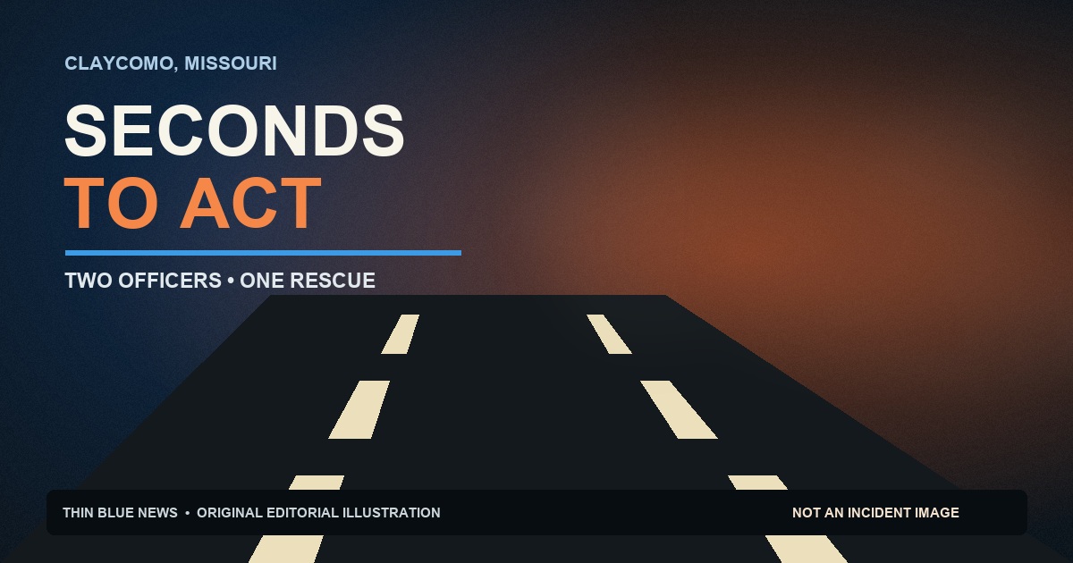 Original editorial illustration of an empty generic highway leading toward abstract smoke and light with the words Seconds to Act; not an incident image